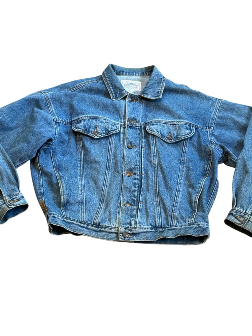 Vintage Jordache Jean Denim Trucker Jacket Blue 100% Cotton Pockets Men's MED